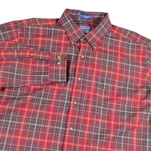 Pendleton Sir Pendleton Mens Red Plaid 100% Virgin Wool Button Down Shirt Large